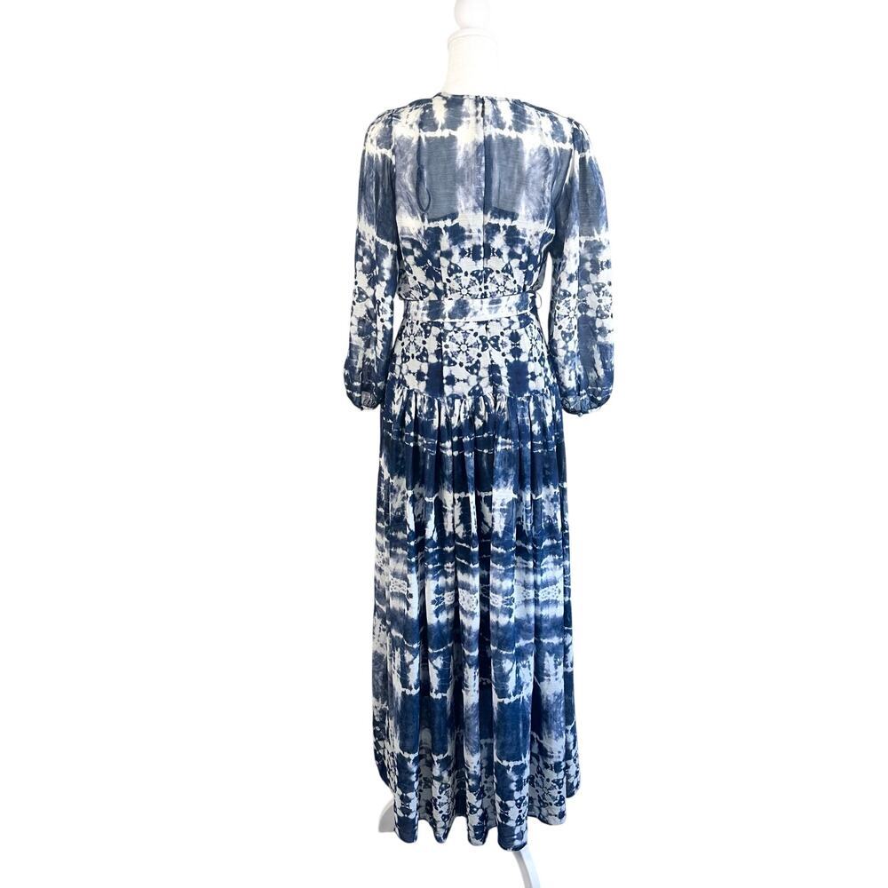 Calvin Klein Tie-Dyed Wrap Maxi Dress Size 2 Blue White Boho Hippie - Picture 7 of 10